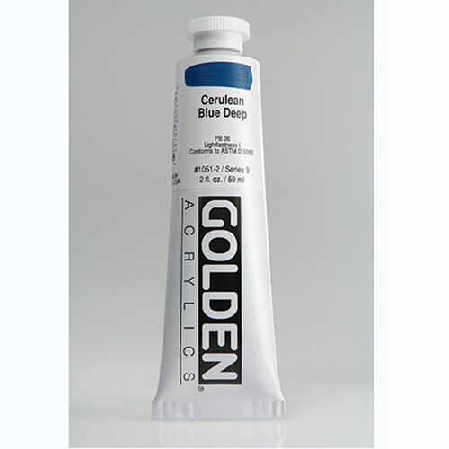 Golden, Heavy Body, Acrylic, Paint, 2oz, Cerulean Blue Deep